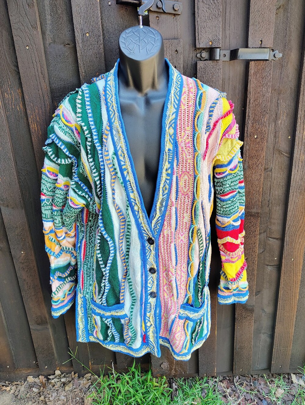 Men's Multicolor Textured Sweater Cardigan
